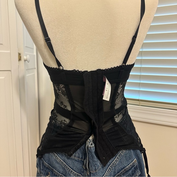 NWT Adore me Black Lace Bustier Camisole with Garter Straps - Picture 4 of 7